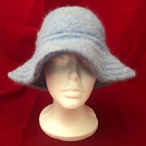 Donegal Design Mohair Wool Blend Blue Bucket Hat Cap Handwoven in Ireland
